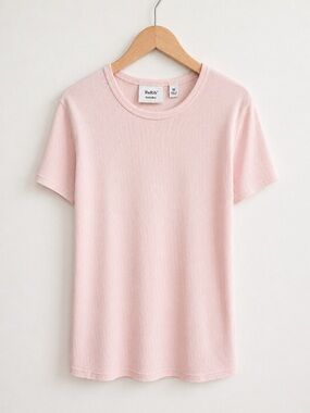 Sunday Best ReRib Ribbed Tee - Blush Pink. size Medium